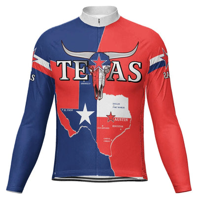 Customized Texas Men's Winter Thermal Fleece Cycling Jersey Long Sleeve