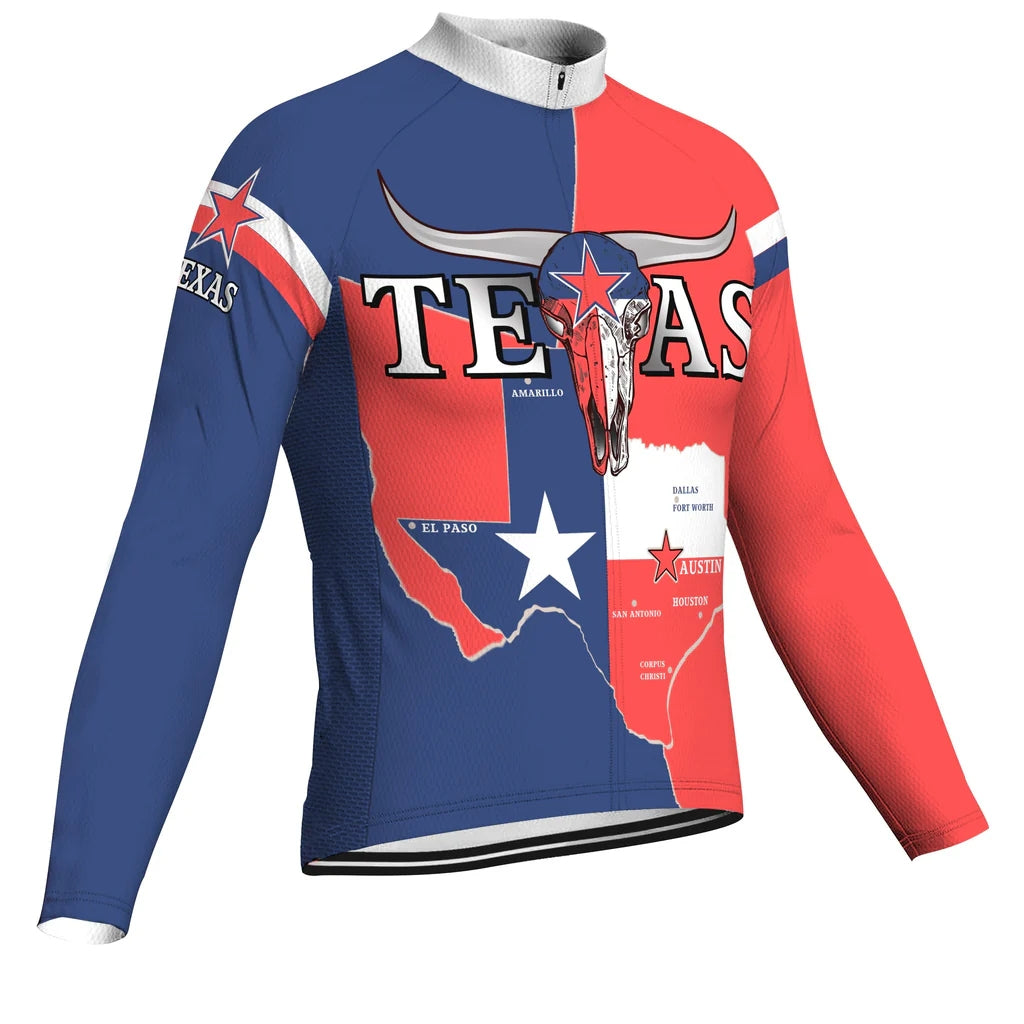 Customized Texas Men's Winter Thermal Fleece Cycling Jersey Long Sleeve