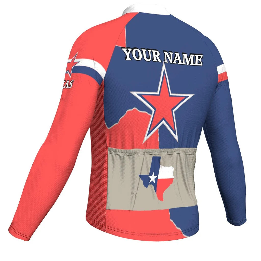 Customized Texas Men's Winter Thermal Fleece Cycling Jersey Long Sleeve