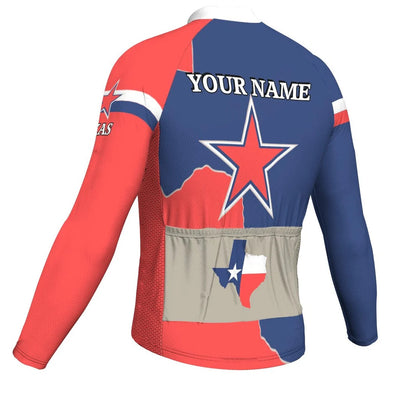 Customized Texas Men's Winter Thermal Fleece Cycling Jersey Long Sleeve