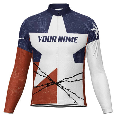 Customized Texas Men's Winter Thermal Fleece Cycling Jersey Long Sleeve