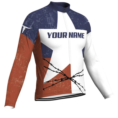 Customized Texas Men's Winter Thermal Fleece Cycling Jersey Long Sleeve