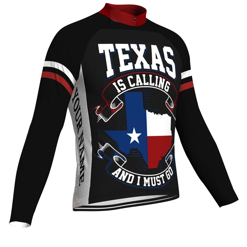 Customized Texas Men's Winter Thermal Fleece Cycling Jersey Long Sleeve