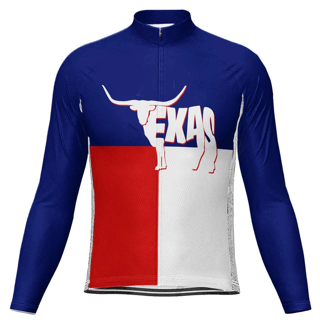 Customized Texas Men's Winter Thermal Fleece Cycling Jersey Long Sleeve