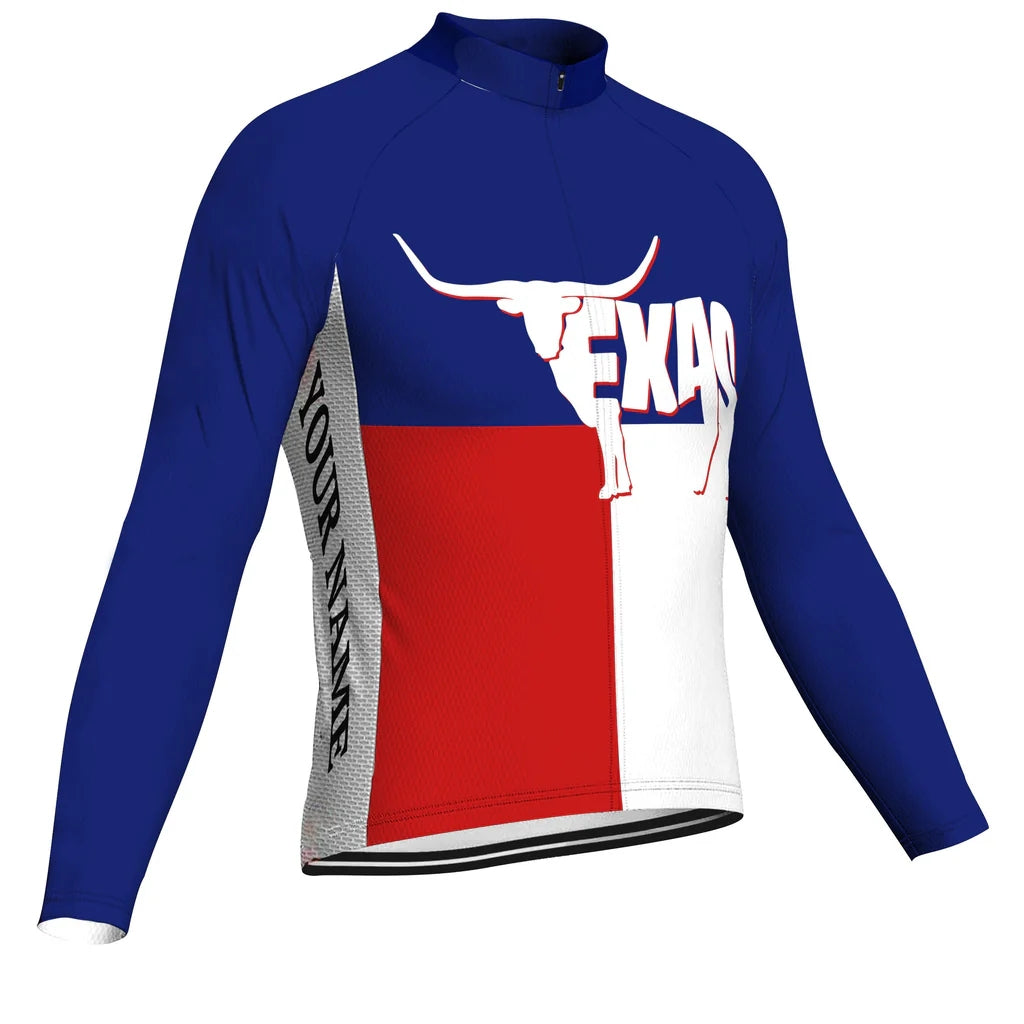 Customized Texas Men's Winter Thermal Fleece Cycling Jersey Long Sleeve