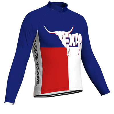 Customized Texas Men's Winter Thermal Fleece Cycling Jersey Long Sleeve