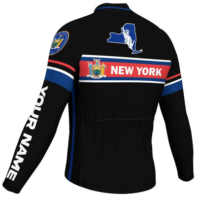 Customized New York Men's Winter Thermal Fleece Cycling Jersey Long Sleeve