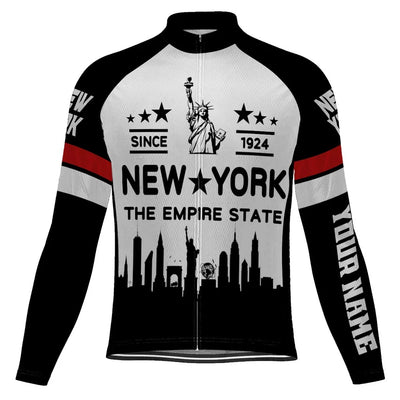 Customized New York Men's Winter Thermal Fleece Cycling Jersey Long Sleeve