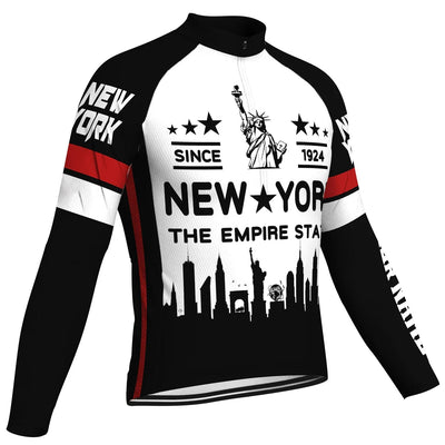 Customized New York Men's Winter Thermal Fleece Cycling Jersey Long Sleeve
