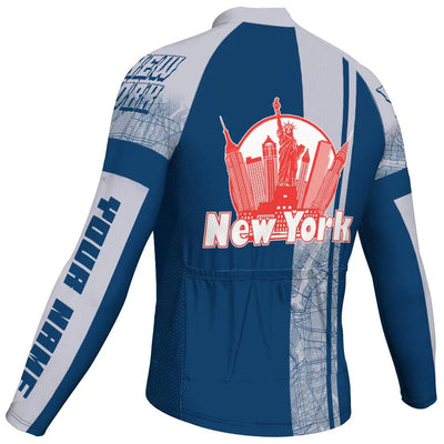 Customized New York Men's Winter Thermal Fleece Cycling Jersey Long Sleeve