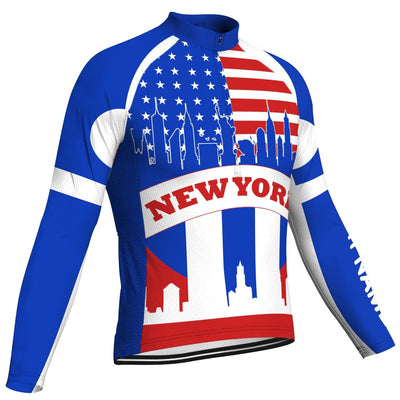 Customized New York Men's Winter Thermal Fleece Cycling Jersey Long Sleeve