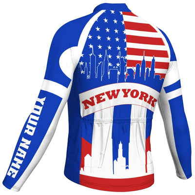 Customized New York Men's Winter Thermal Fleece Cycling Jersey Long Sleeve