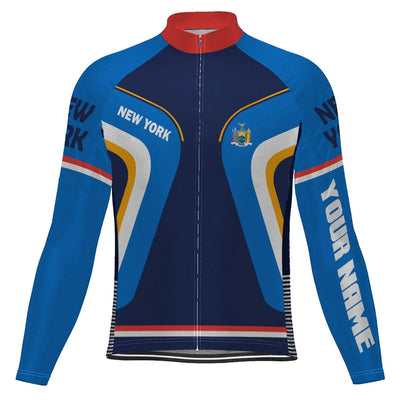 Customized New York Men's Winter Thermal Fleece Cycling Jersey Long Sleeve