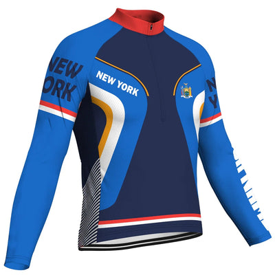 Customized New York Men's Winter Thermal Fleece Cycling Jersey Long Sleeve