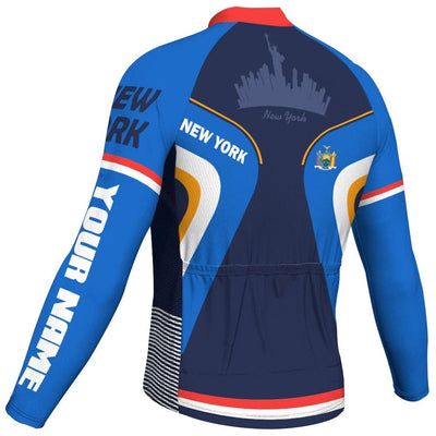 Customized New York Men's Winter Thermal Fleece Cycling Jersey Long Sleeve