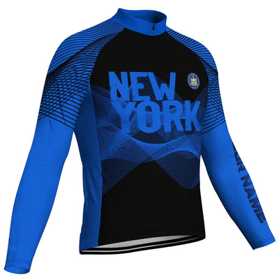 Customized New York Men's Winter Thermal Fleece Cycling Jersey Long Sleeve