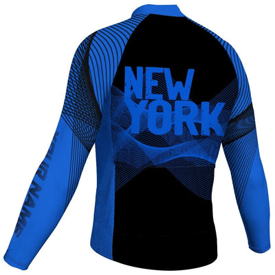 Customized New York Men's Winter Thermal Fleece Cycling Jersey Long Sleeve
