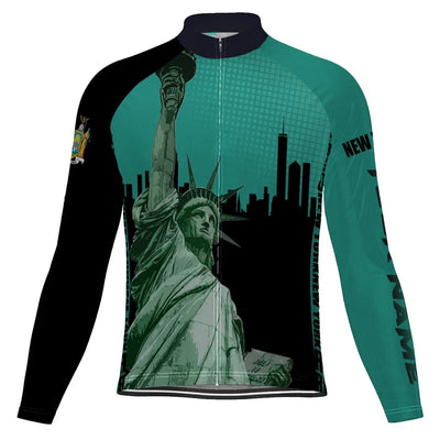 Customized New York Men's Winter Thermal Fleece Cycling Jersey Long Sleeve