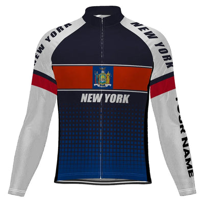 Customized New York Men's Winter Thermal Fleece Cycling Jersey Long Sleeve