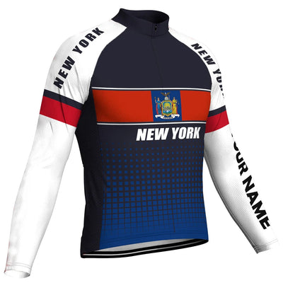 Customized New York Men's Winter Thermal Fleece Cycling Jersey Long Sleeve