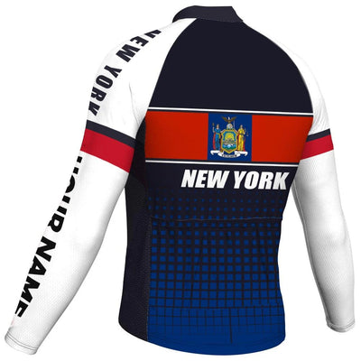 Customized New York Men's Winter Thermal Fleece Cycling Jersey Long Sleeve