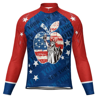 Customized New York Men's Winter Thermal Fleece Cycling Jersey Long Sleeve
