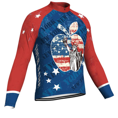 Customized New York Men's Winter Thermal Fleece Cycling Jersey Long Sleeve