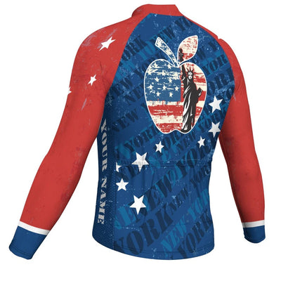 Customized New York Men's Winter Thermal Fleece Cycling Jersey Long Sleeve