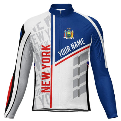 Customized New York Men's Winter Thermal Fleece Cycling Jersey Long Sleeve