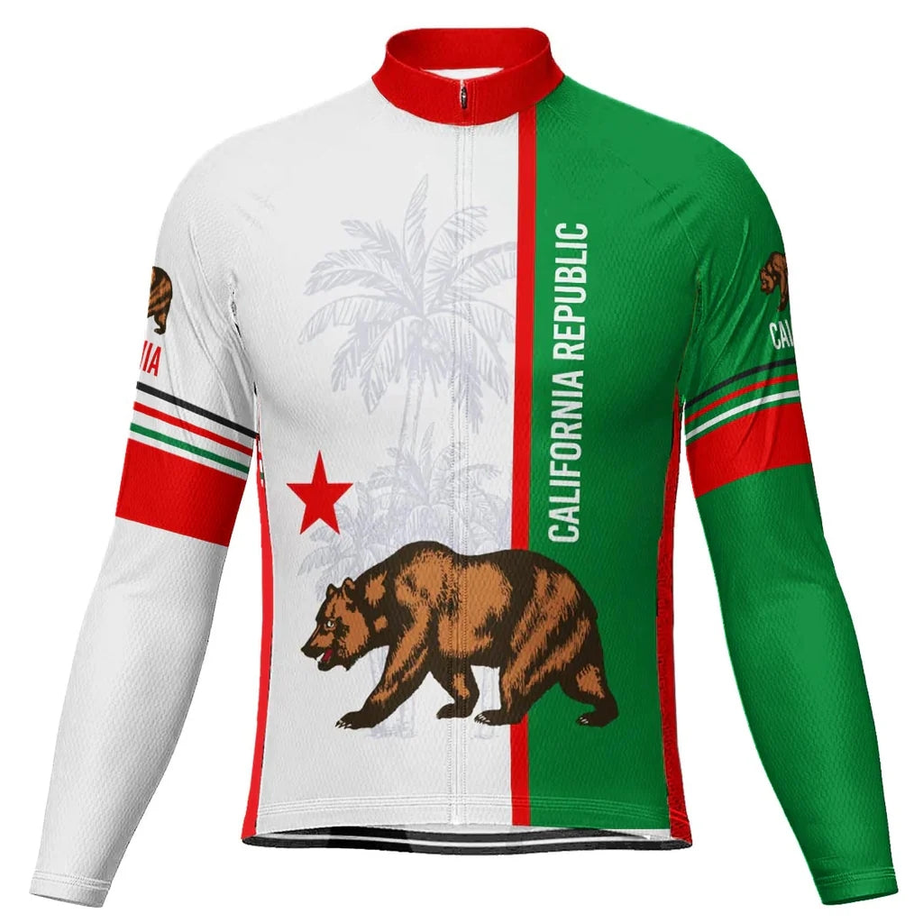 Customized California Men's Winter Thermal Fleece Cycling Jersey Long Sleeve