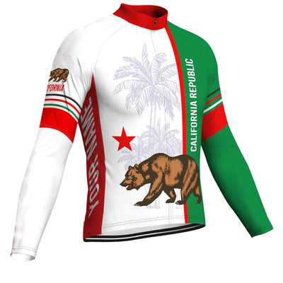 Customized California Men's Winter Thermal Fleece Cycling Jersey Long Sleeve
