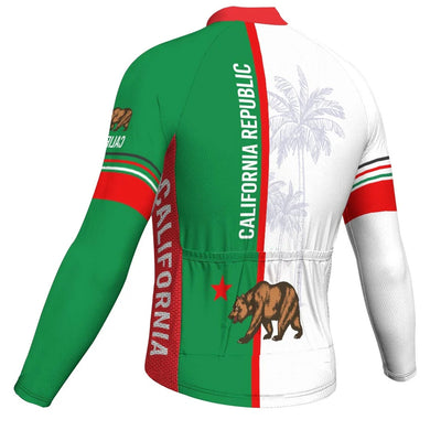 Customized California Men's Winter Thermal Fleece Cycling Jersey Long Sleeve