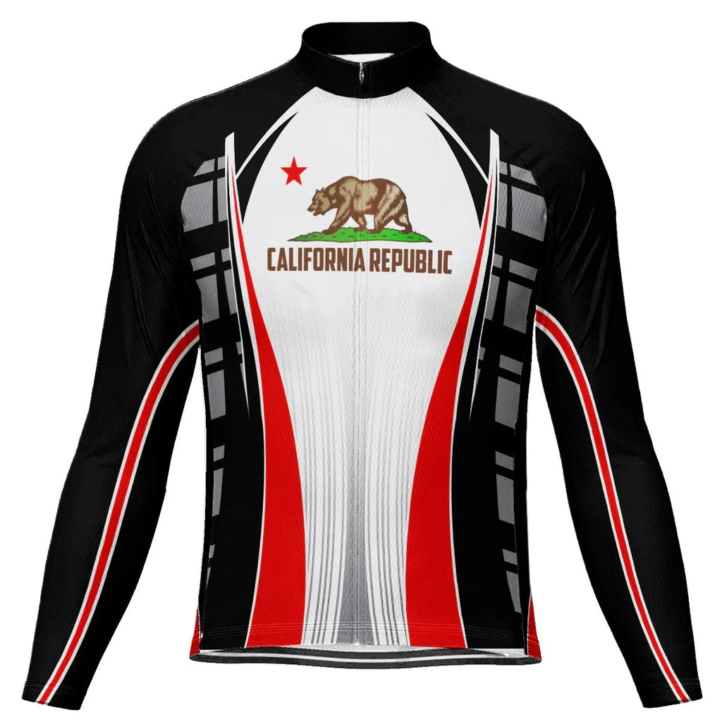 Customized California Men's Winter Thermal Fleece Cycling Jersey Long Sleeve