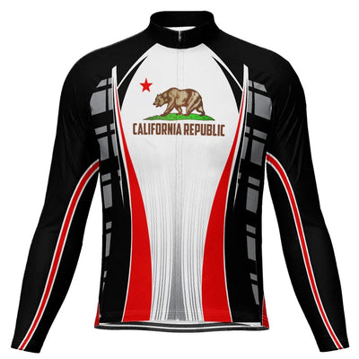 Customized California Men's Winter Thermal Fleece Cycling Jersey Long Sleeve