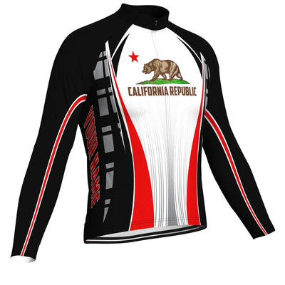 Customized California Men's Winter Thermal Fleece Cycling Jersey Long Sleeve