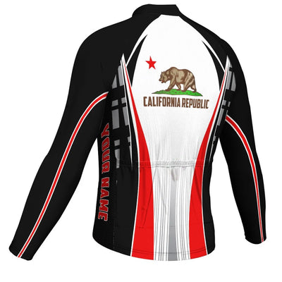 Customized California Men's Winter Thermal Fleece Cycling Jersey Long Sleeve