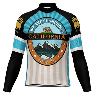 Customized California Men's Winter Thermal Fleece Cycling Jersey Long Sleeve