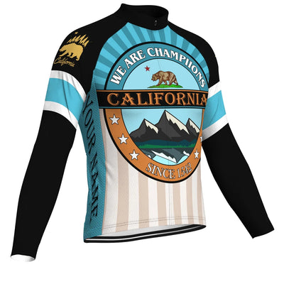 Customized California Men's Winter Thermal Fleece Cycling Jersey Long Sleeve