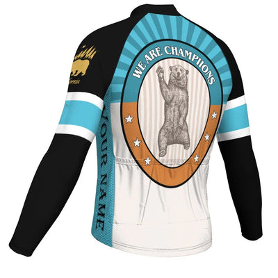 Customized California Men's Winter Thermal Fleece Cycling Jersey Long Sleeve