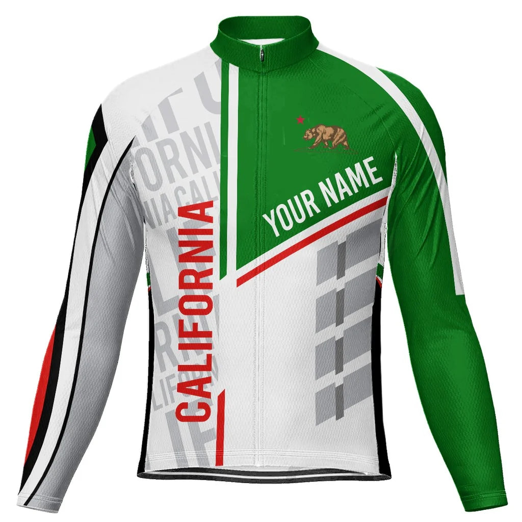 Customized California Men's Winter Thermal Fleece Cycling Jersey Long Sleeve