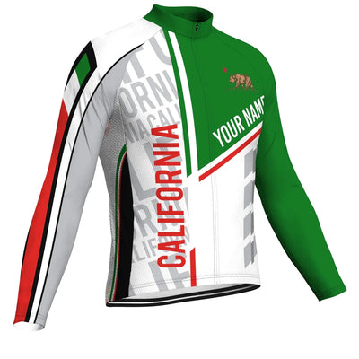 Customized California Men's Winter Thermal Fleece Cycling Jersey Long Sleeve