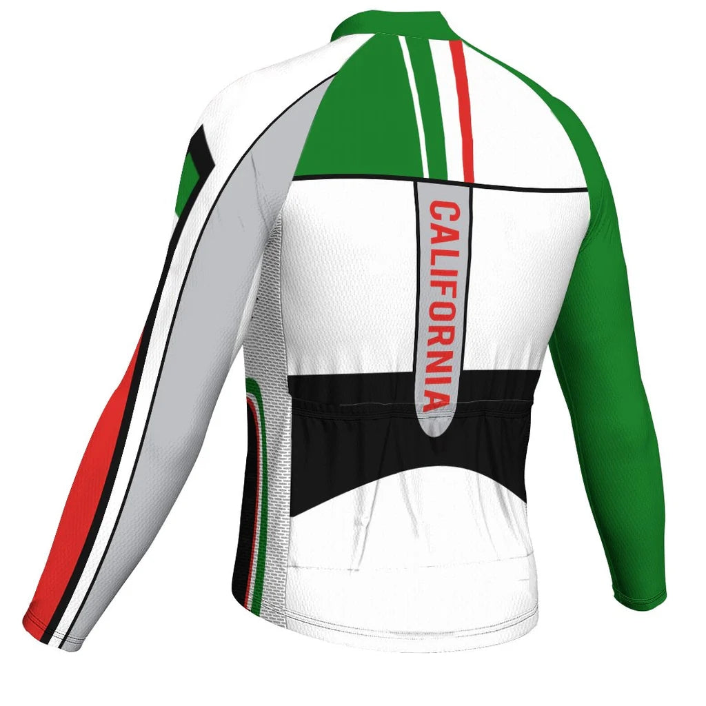 Customized California Men's Winter Thermal Fleece Cycling Jersey Long Sleeve