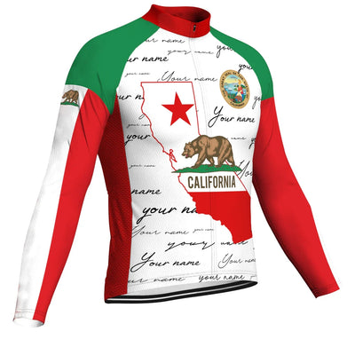 Customized California Men's Winter Thermal Fleece Cycling Jersey Long Sleeve