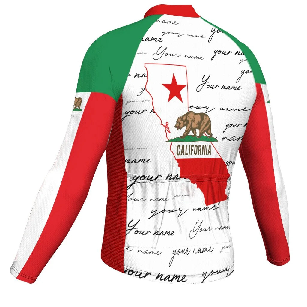 Customized California Men's Winter Thermal Fleece Cycling Jersey Long Sleeve
