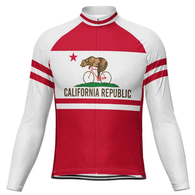 Customized California Men's Winter Thermal Fleece Cycling Jersey Long Sleeve