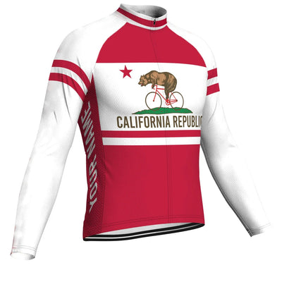 Customized California Men's Winter Thermal Fleece Cycling Jersey Long Sleeve