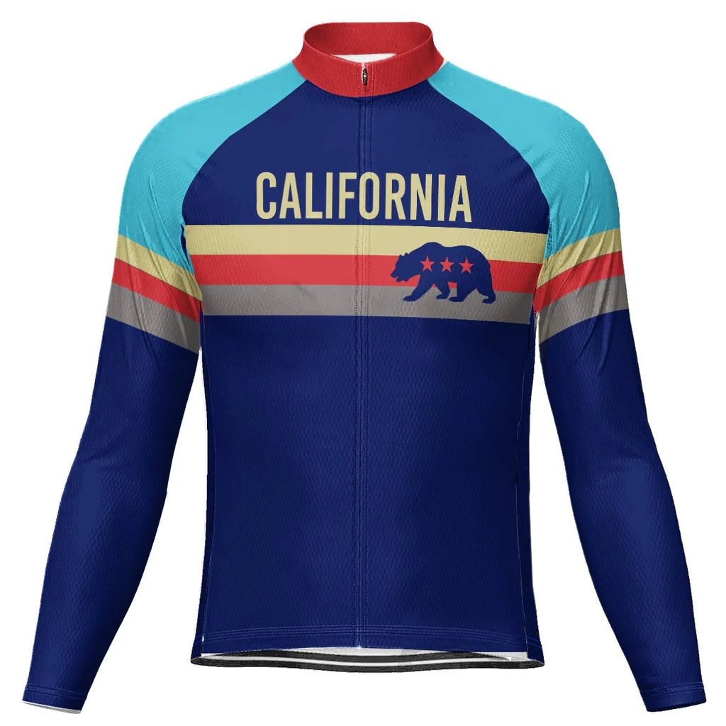 Customized California Men's Winter Thermal Fleece Cycling Jersey Long Sleeve