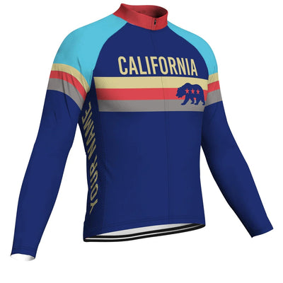 Customized California Men's Winter Thermal Fleece Cycling Jersey Long Sleeve