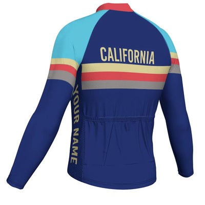 Customized California Men's Winter Thermal Fleece Cycling Jersey Long Sleeve
