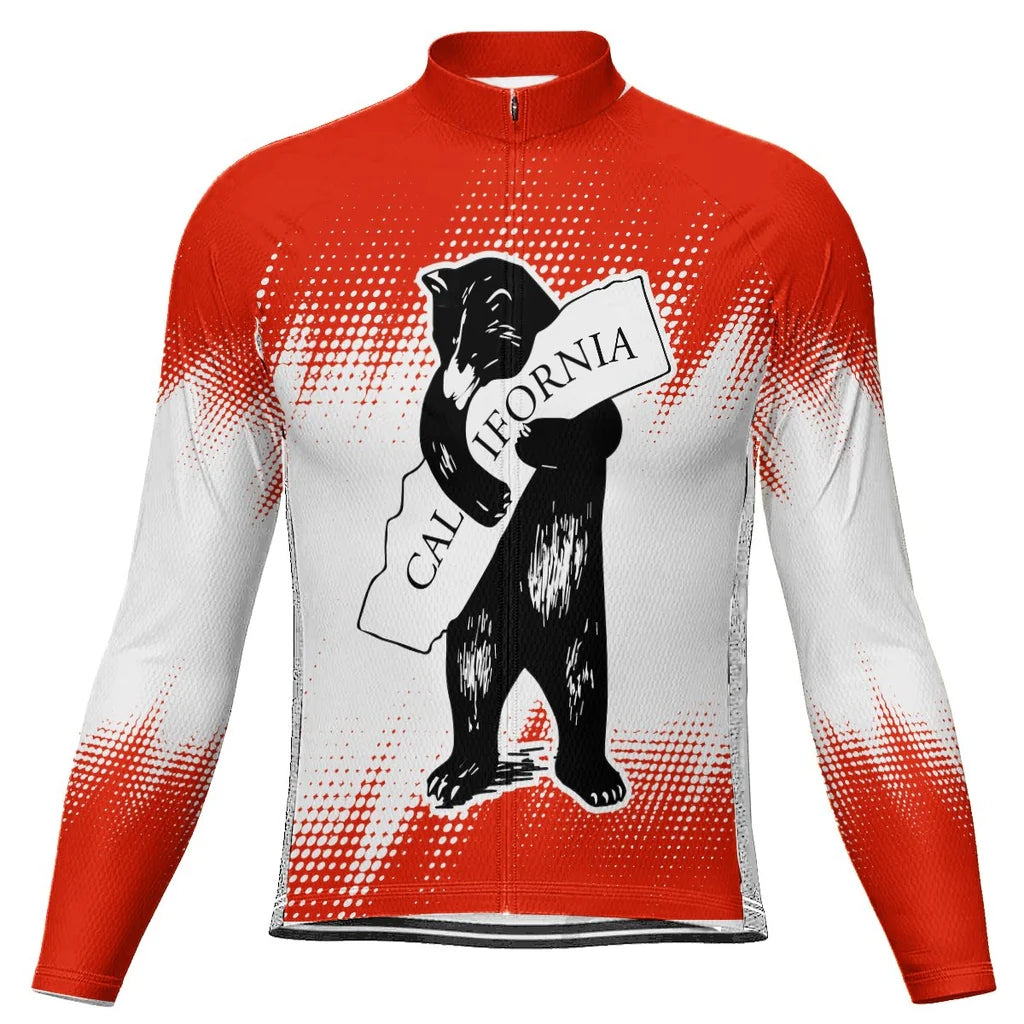 Customized California Men's Winter Thermal Fleece Cycling Jersey Long Sleeve